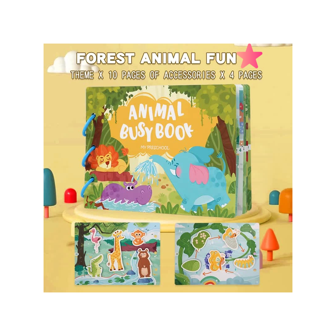 Kids Busy Book Set 2 Pack – Interactive Preschool Learning Activities Animal & Traffic