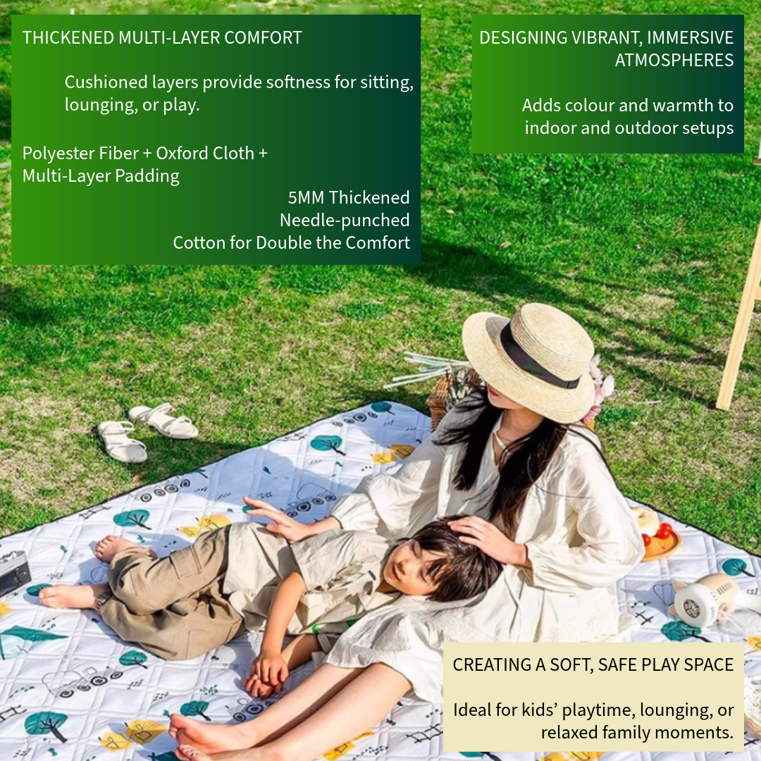 Aztec Print Waterproof Picnic Blanket 200x200cm – Foldable Extra Large Family Mat for Indoor & Outdoor Picnics (Rollable Carry Design)