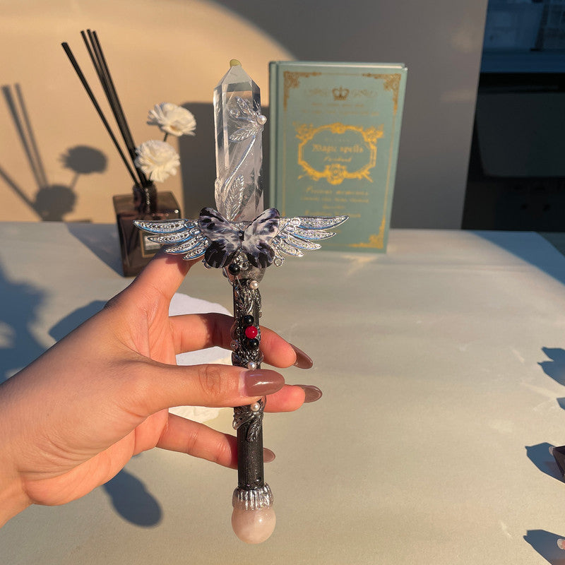 White Quartz Crystal Wand – Ornate Master Wand for Energy Amplification, Clarity & Spiritual Power