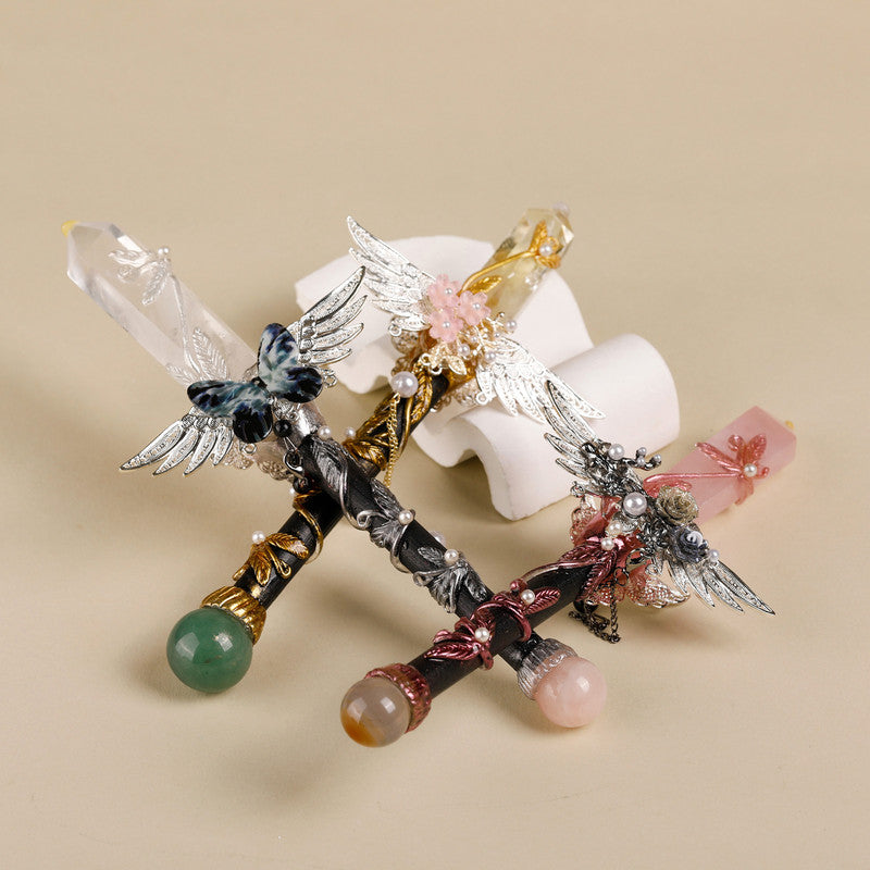 White Quartz Crystal Wand – Ornate Master Wand for Energy Amplification, Clarity & Spiritual Power