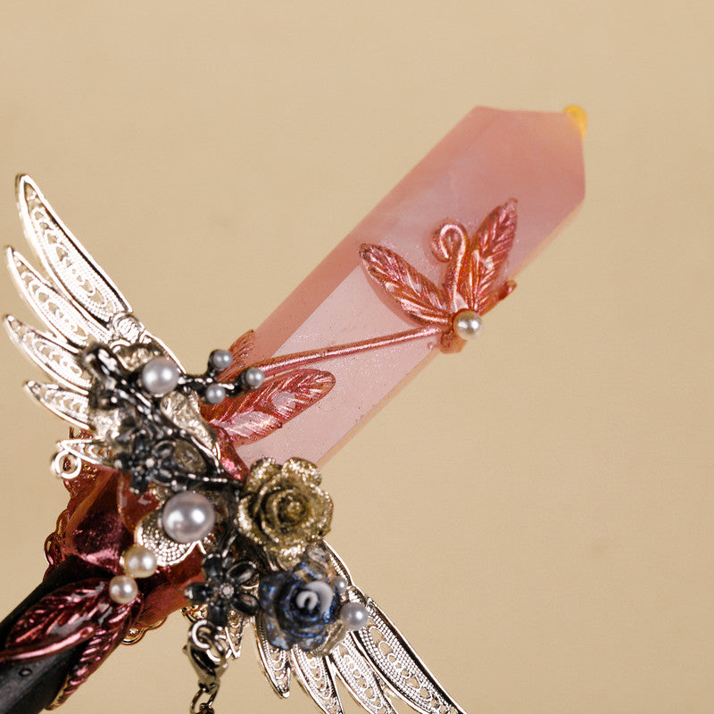 Rose Quartz Crystal Wand – Ornate Handmade Heart Energy Wand for Intention, Connection & Emotional Harmony
