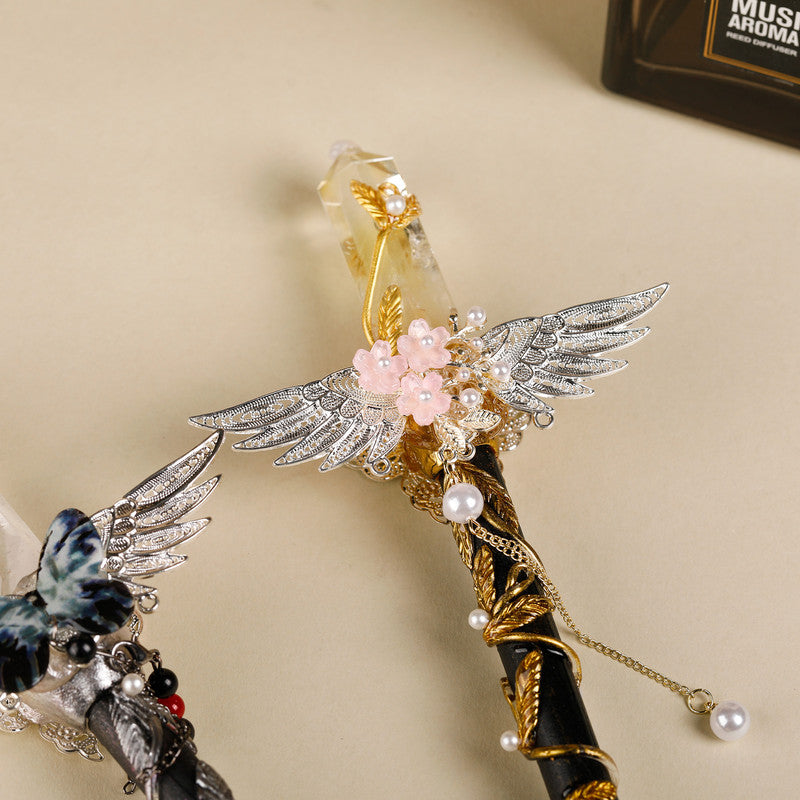 Citrine Crystal Wand – Ornate Handmade Gemstone Radiant Energy Wand for Abundance, Confidence & Manifestation