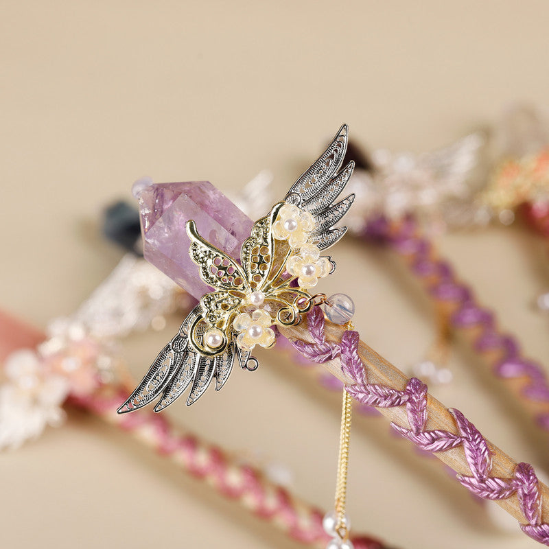Amethyst Crystal Wand – Handmade Gemstone Wand for Protection, Meditation & Witch Wizard Cosplay