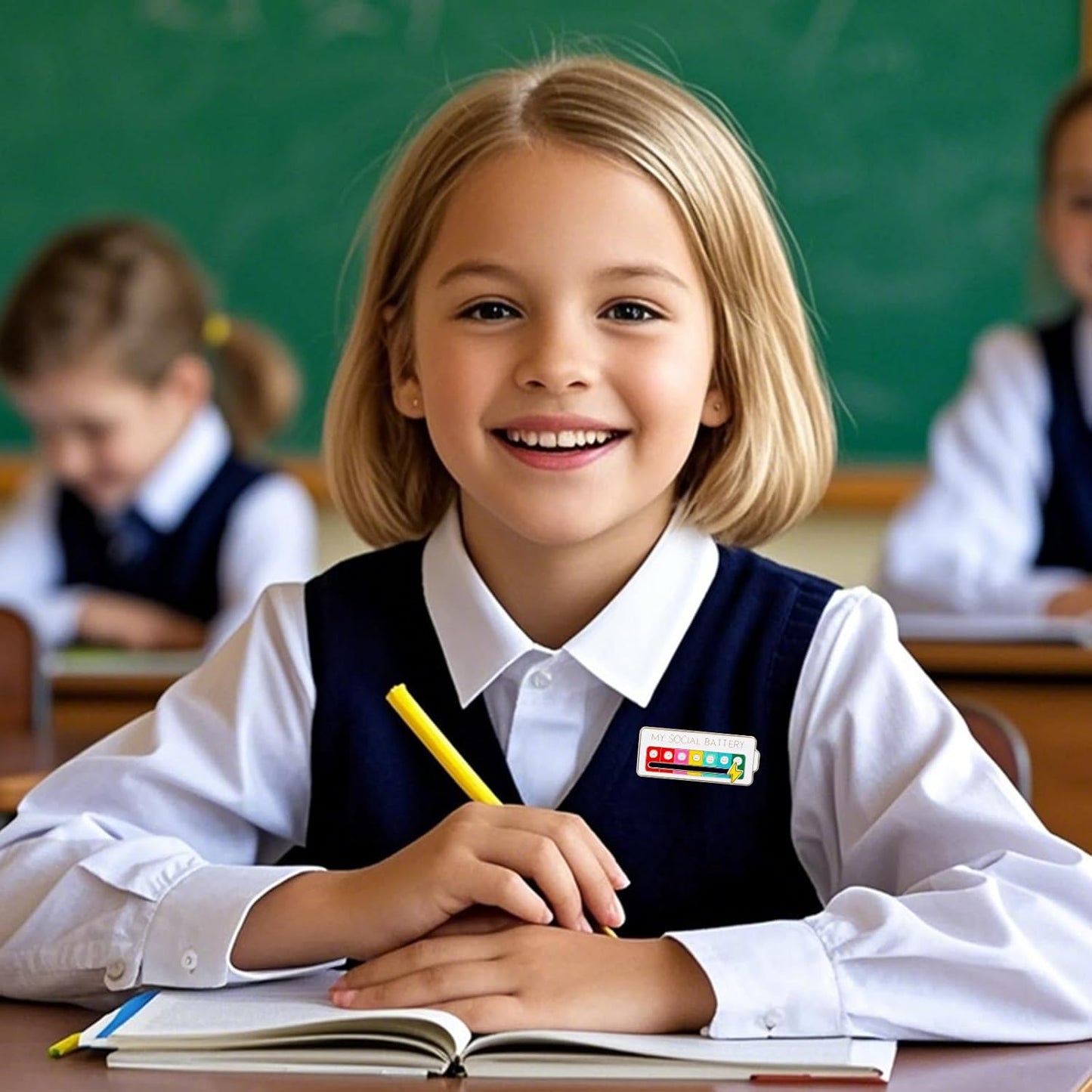 Social Battery Mood Pin Set 4 Pack – Family Edition Adjustable Emotion Brooch Badges (2 Black & 2 White)