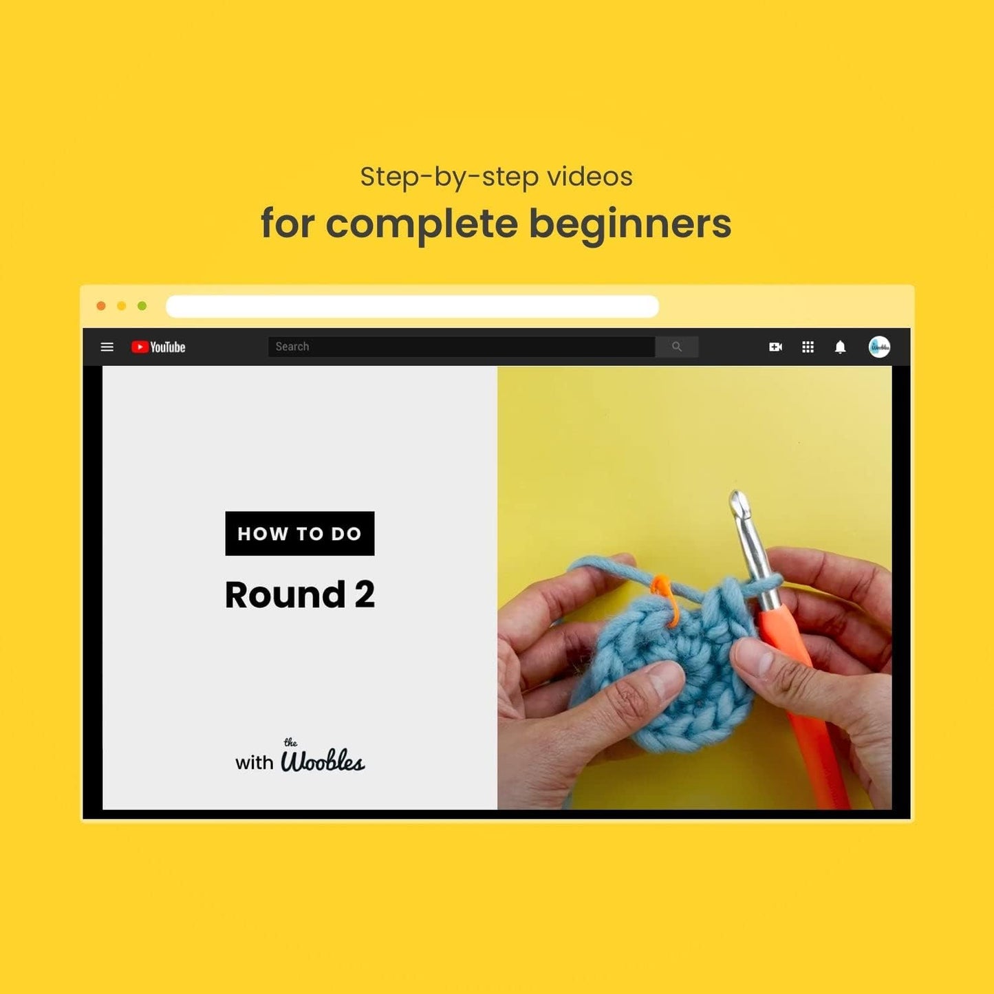 Woobles Pierre the Penguin Crochet Kit – Beginner Learn to Crochet Set with Step-by-Step Videos & Complete Materials