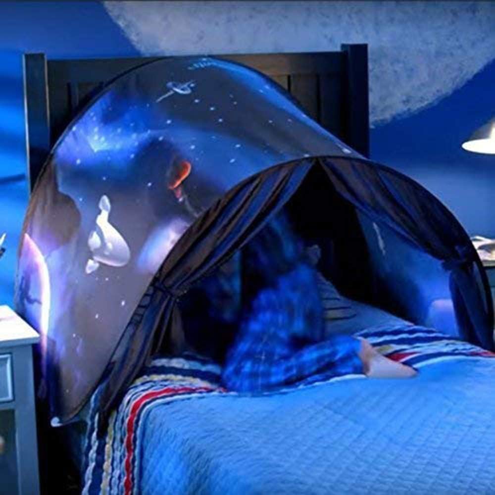 Kids Space Bed Tent – Pop-Up Galaxy Bed Canopy for Single Beds (220cm) | Cozy Sleep & Play Tent