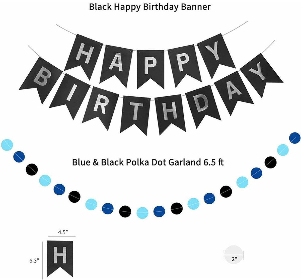 Blue & Black Birthday Party Decorations – Balloon Garland, Banner & Backdrop Kit for Men, Women & Milestone Celebrations