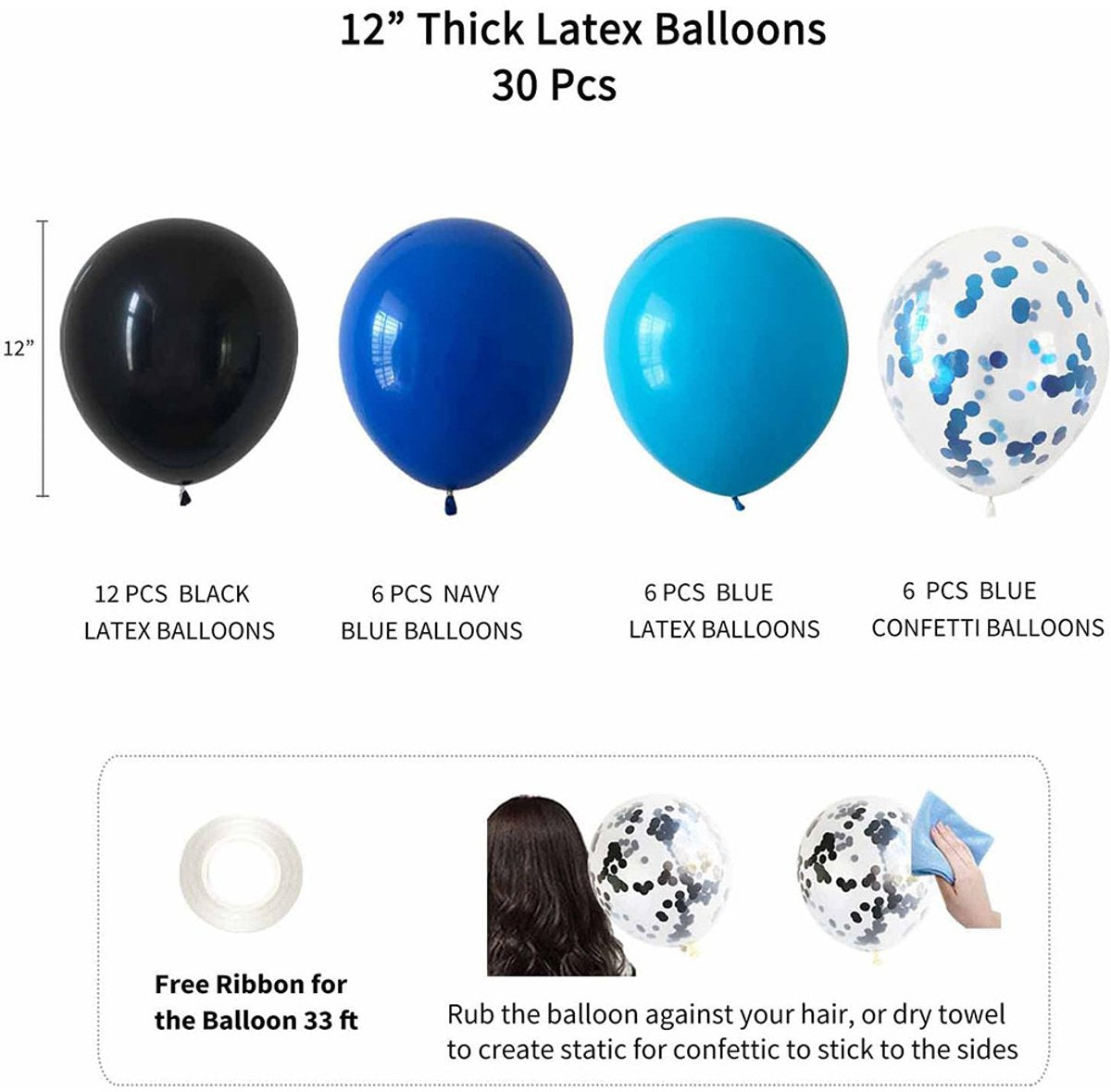 Blue & Black Birthday Party Decorations – Balloon Garland, Banner & Backdrop Kit for Men, Women & Milestone Celebrations