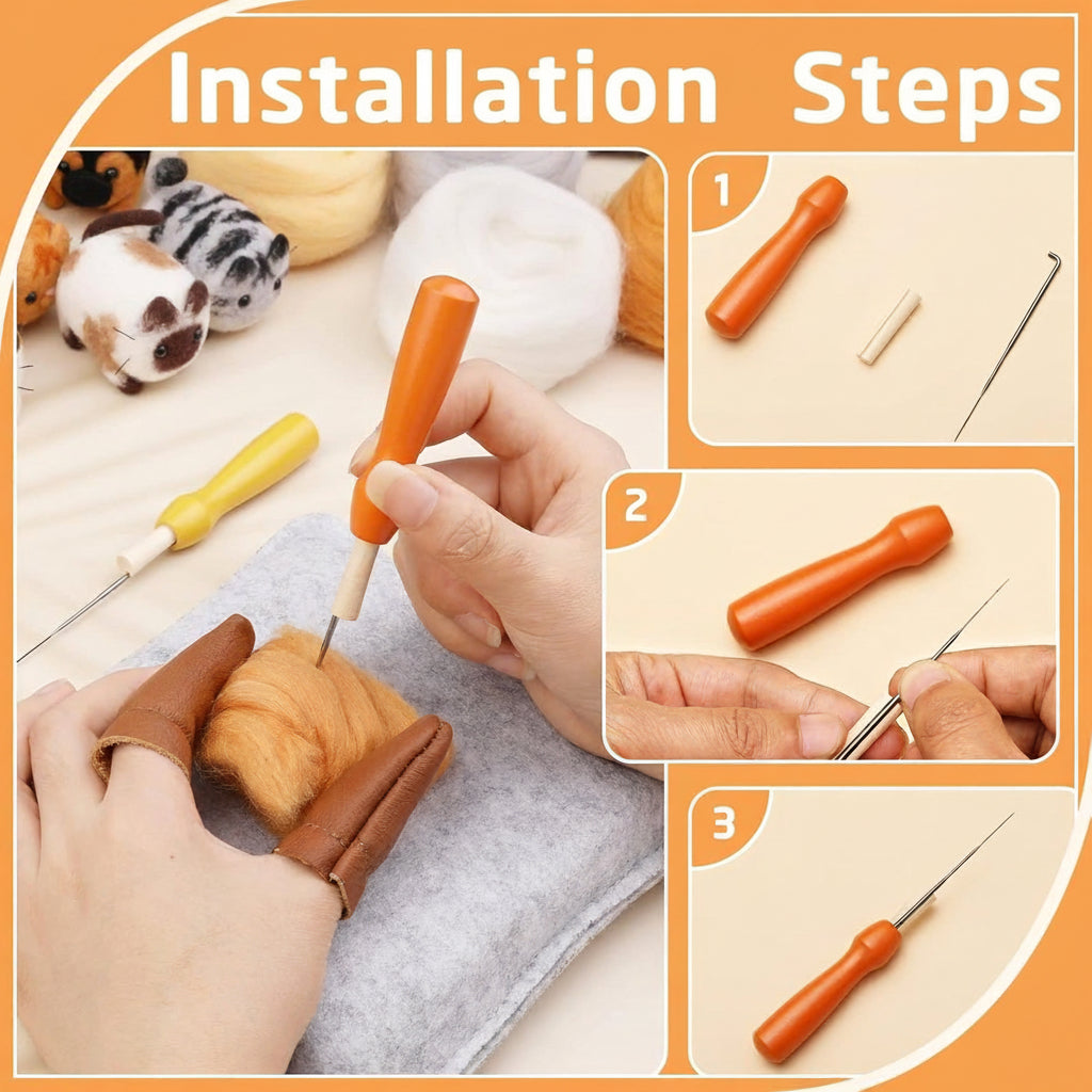 Needle Felting Kit for Beginners – 45-Piece DIY Animal Craft Set with Wool, Tools & Accessories