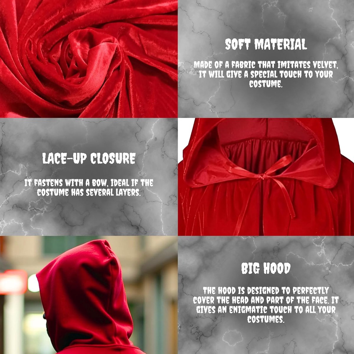 Luxury Red Hooded Cape – Adult Long Velvet Costume Cloak for Vampire, Witch & Fantasy Cosplay