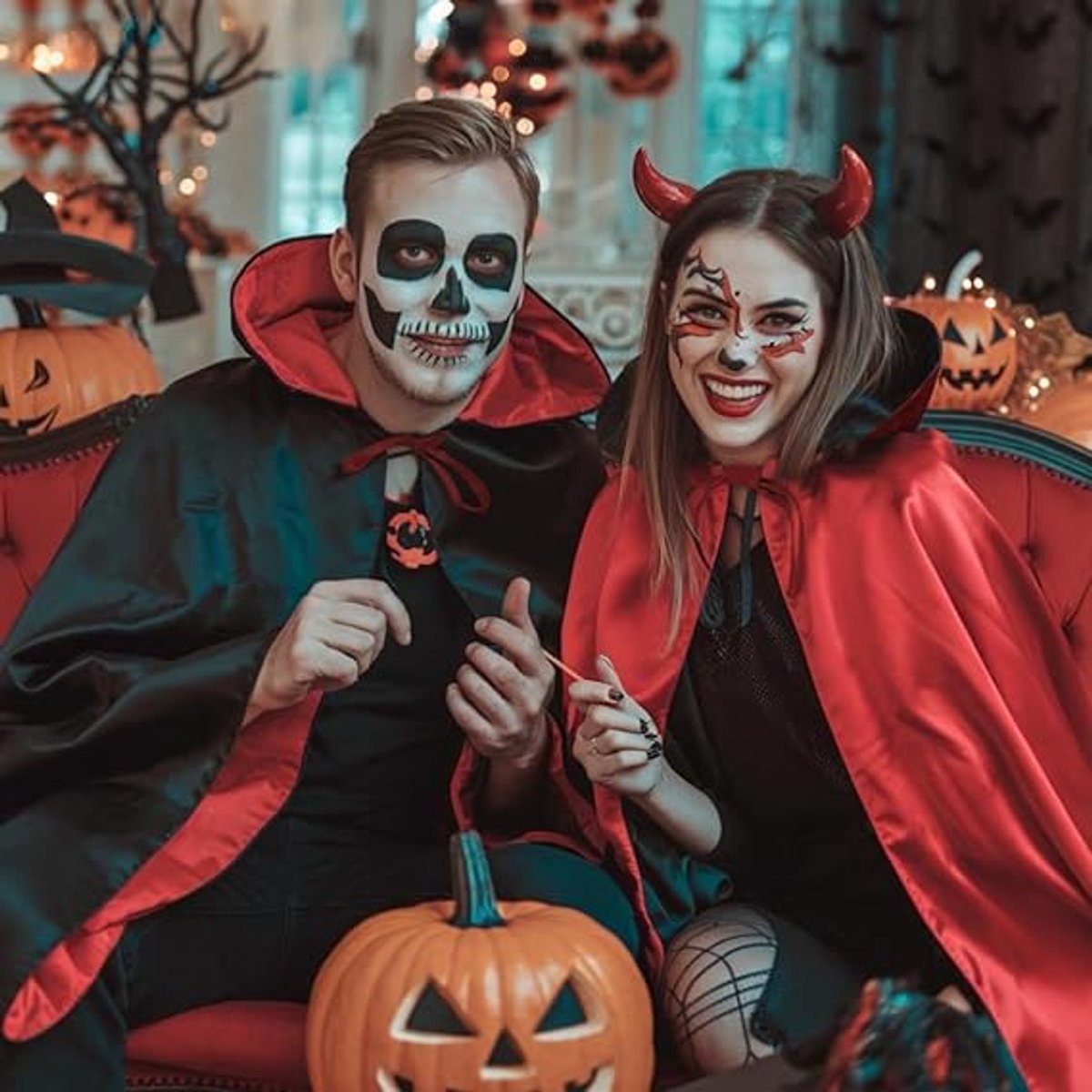 Reversible Black Red Hooded Cape – Adult Vampire Dracula Costume Cloak for Halloween & Cosplay