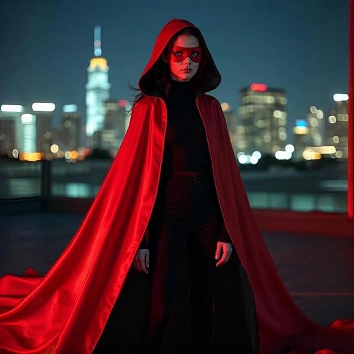 Reversible Black Red Hooded Cape – Adult Vampire Dracula Costume Cloak for Halloween & Cosplay