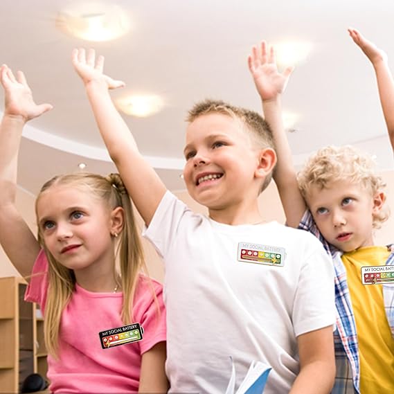 Social Battery Mood Pin Set 2 Pack – Funny Adjustable Emotion Brooch Badges (Black & White)