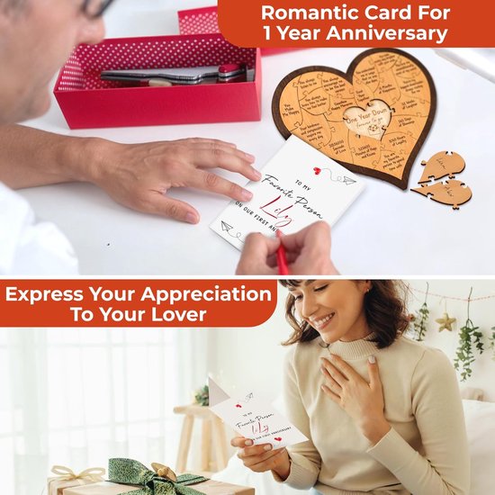 1st Anniversary Wooden Heart Puzzle Gift – Romantic Keepsake for Couples & Milestone Celebrations