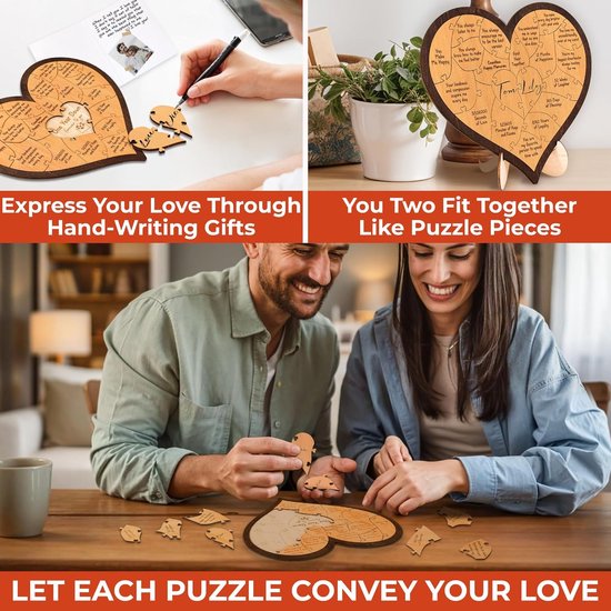 1st Anniversary Wooden Heart Puzzle Gift – Romantic Keepsake for Couples & Milestone Celebrations