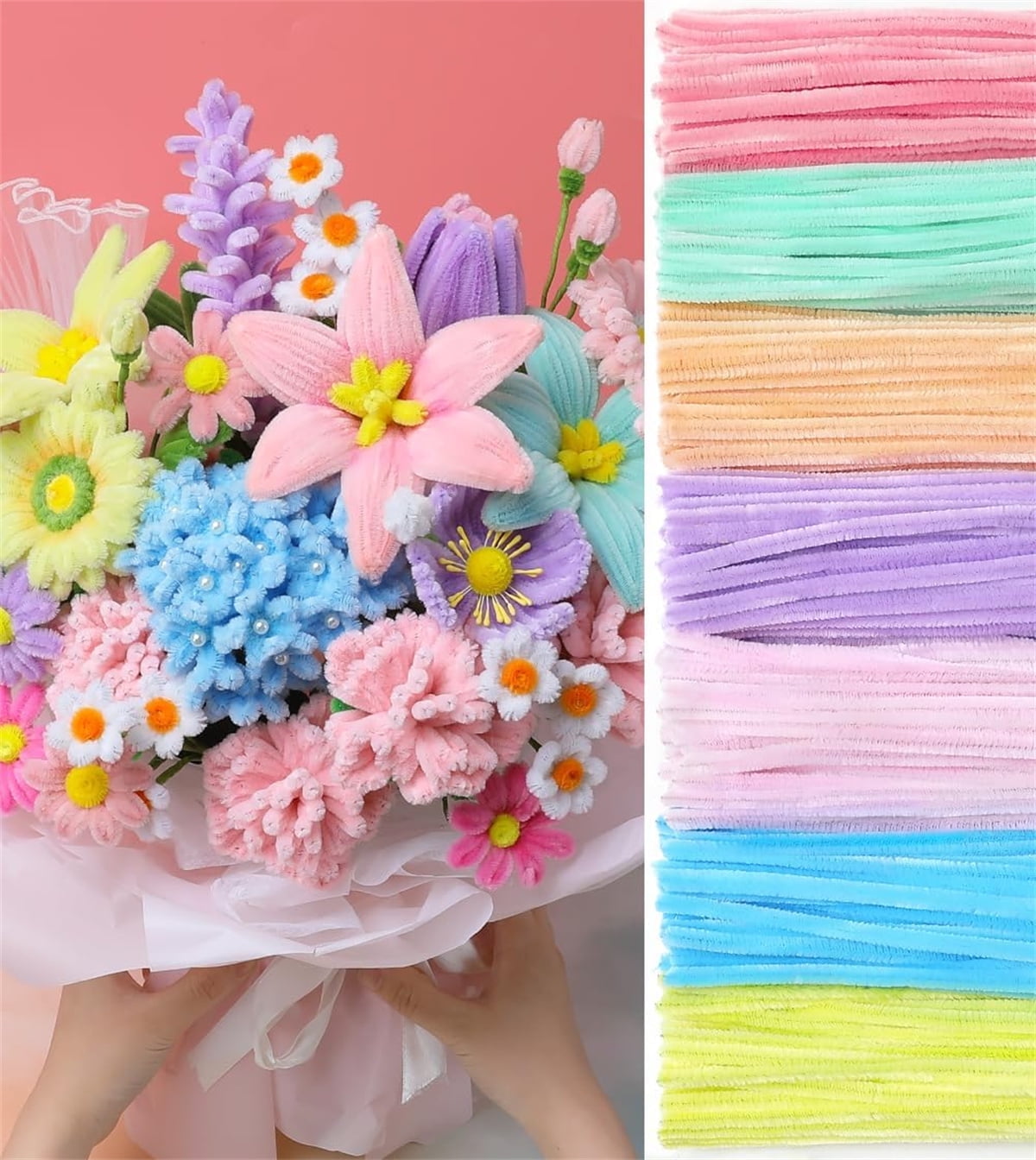 200pcs Pastel Pipe Cleaners – Thick Chenille Stem Craft Supplies for DIY Art, Decorations & Creative Projects