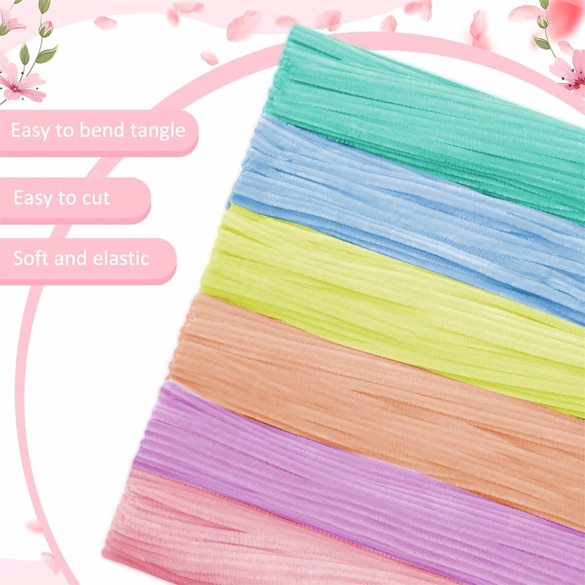 200pcs Pastel Pipe Cleaners – Thick Chenille Stem Craft Supplies for DIY Art, Decorations & Creative Projects