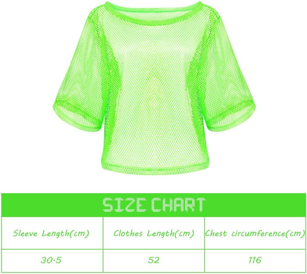 Neon Green Fishnet Top – 80s Retro Costume Party Outfit for Women