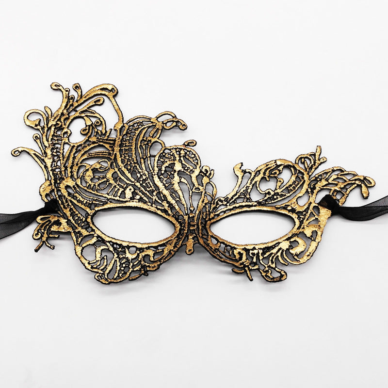 Venetian Lace Masquerade Mask for Women – Elegant Black Gold Silver Party Mask