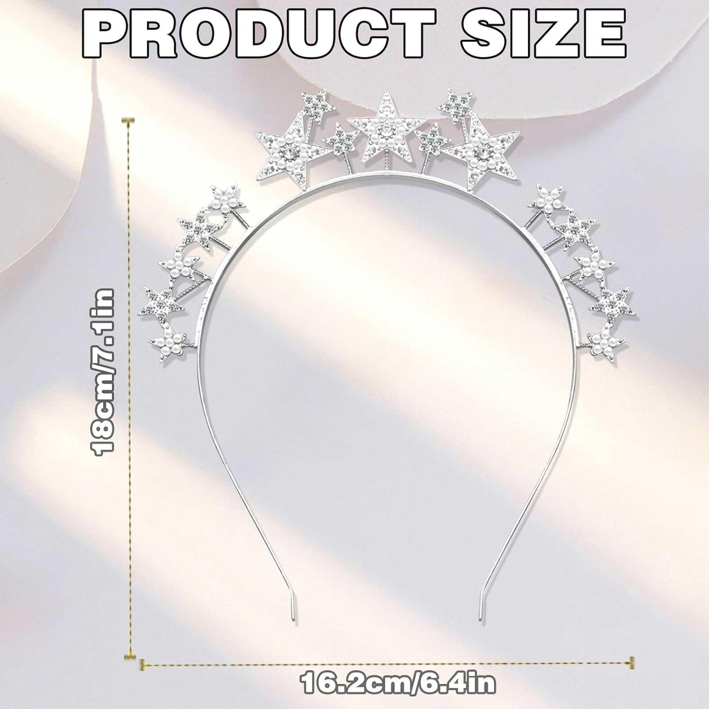 Silver Star Halo Crown Headband – Rhinestone Tiara for Women & Girls Festival, New Year’s Eve & Party Hair Accessory
