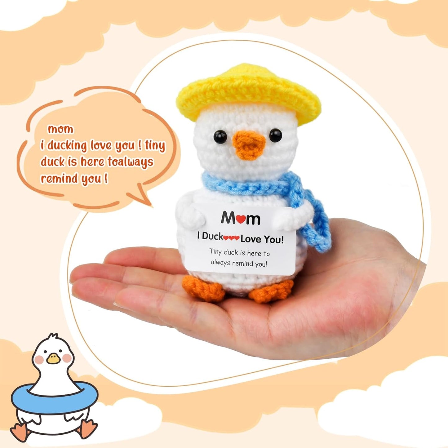Handmade Crochet Duck Gift for Mum – Cute “I Duck Love You” Keepsake Plush