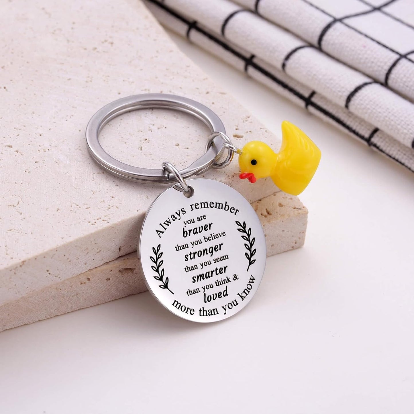 Inspirational Duck Keychain – “You Are Braver” Motivational Charm Keyring Gift