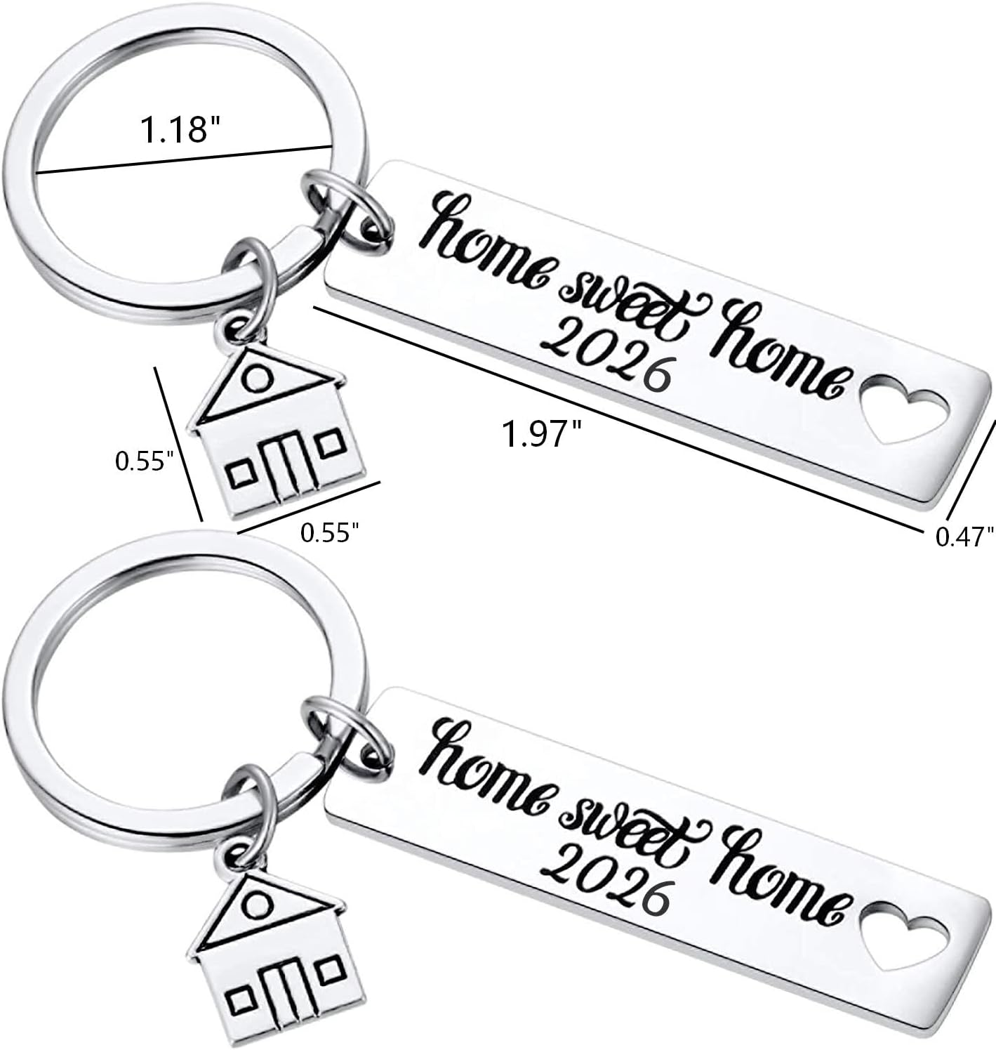 Home Sweet Home 2026 Keychain Set (2 Pack) – New Home Housewarming Gift for First Home & Homeowners