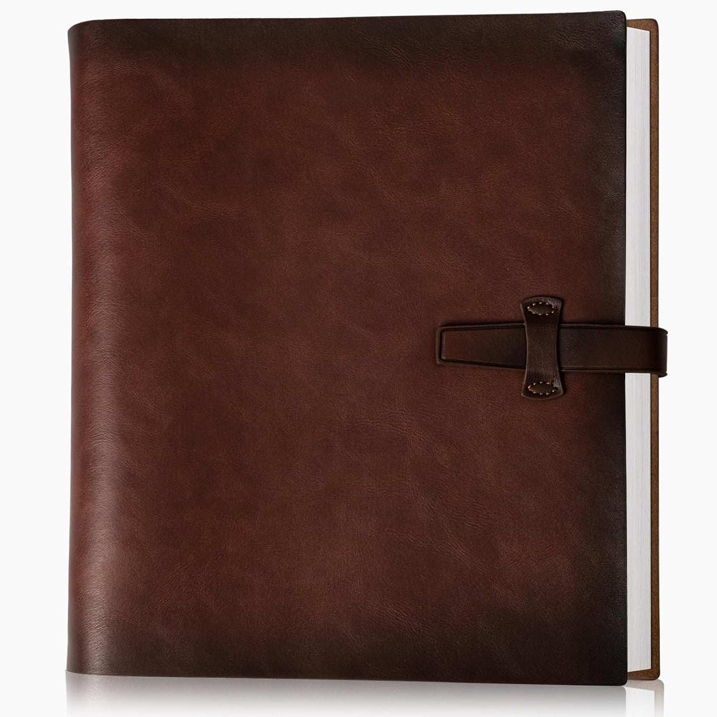 Genuine Leather Photo Album 4x6 – 200 Photos Scrapbook Journal with Writing Space & Refillable Binder