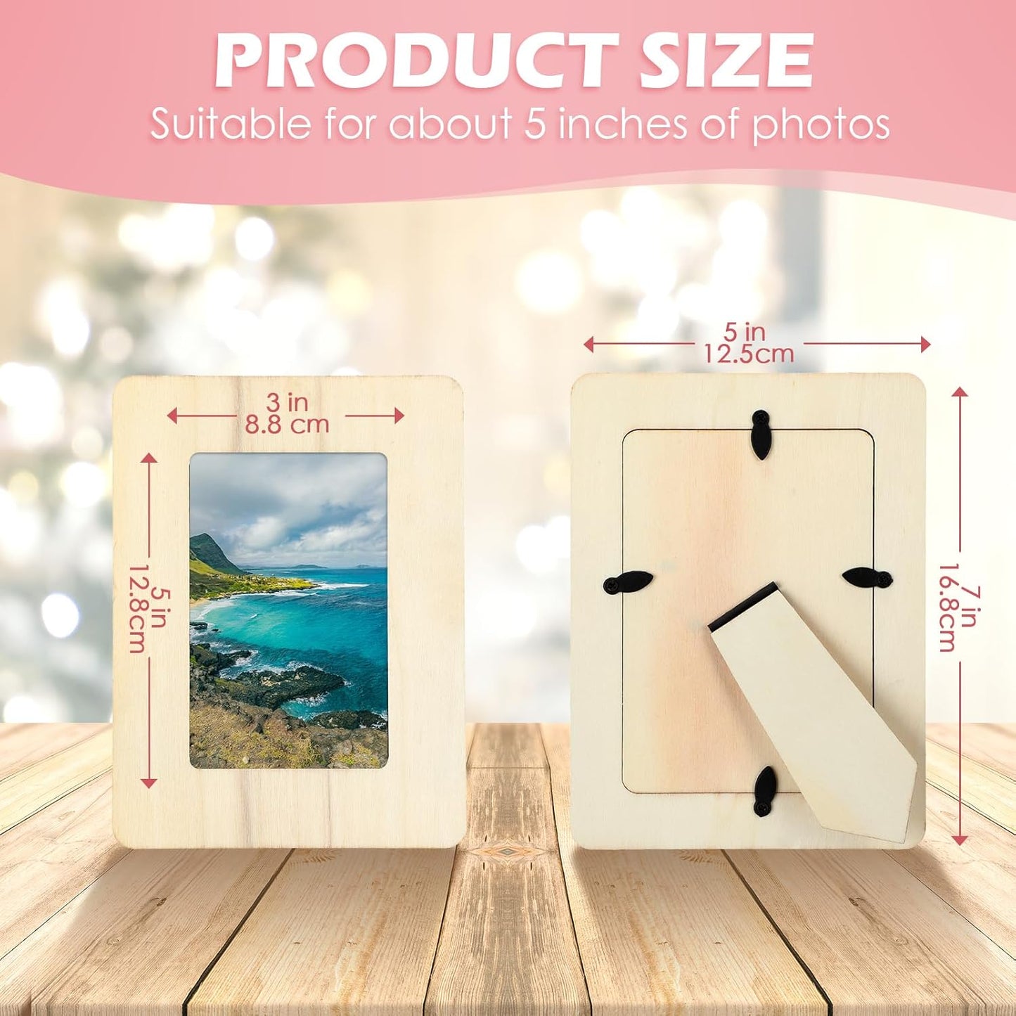 24 Pack Unfinished Wooden Photo Frames 3x5 – DIY Paintable Craft Frames for Kids, Classroom Projects & Personalised Gifts