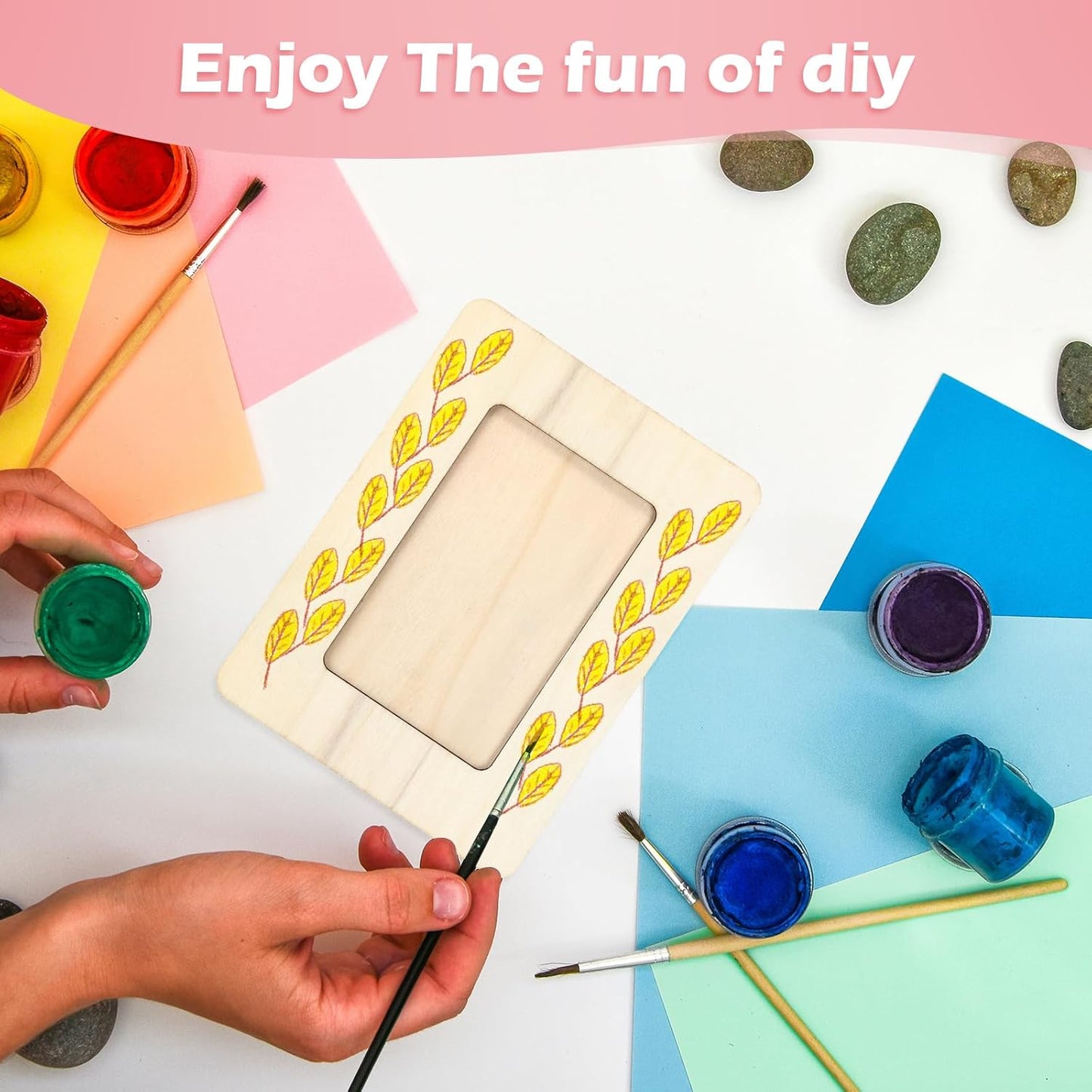 24 Pack Unfinished Wooden Photo Frames 3x5 – DIY Paintable Craft Frames for Kids, Classroom Projects & Personalised Gifts