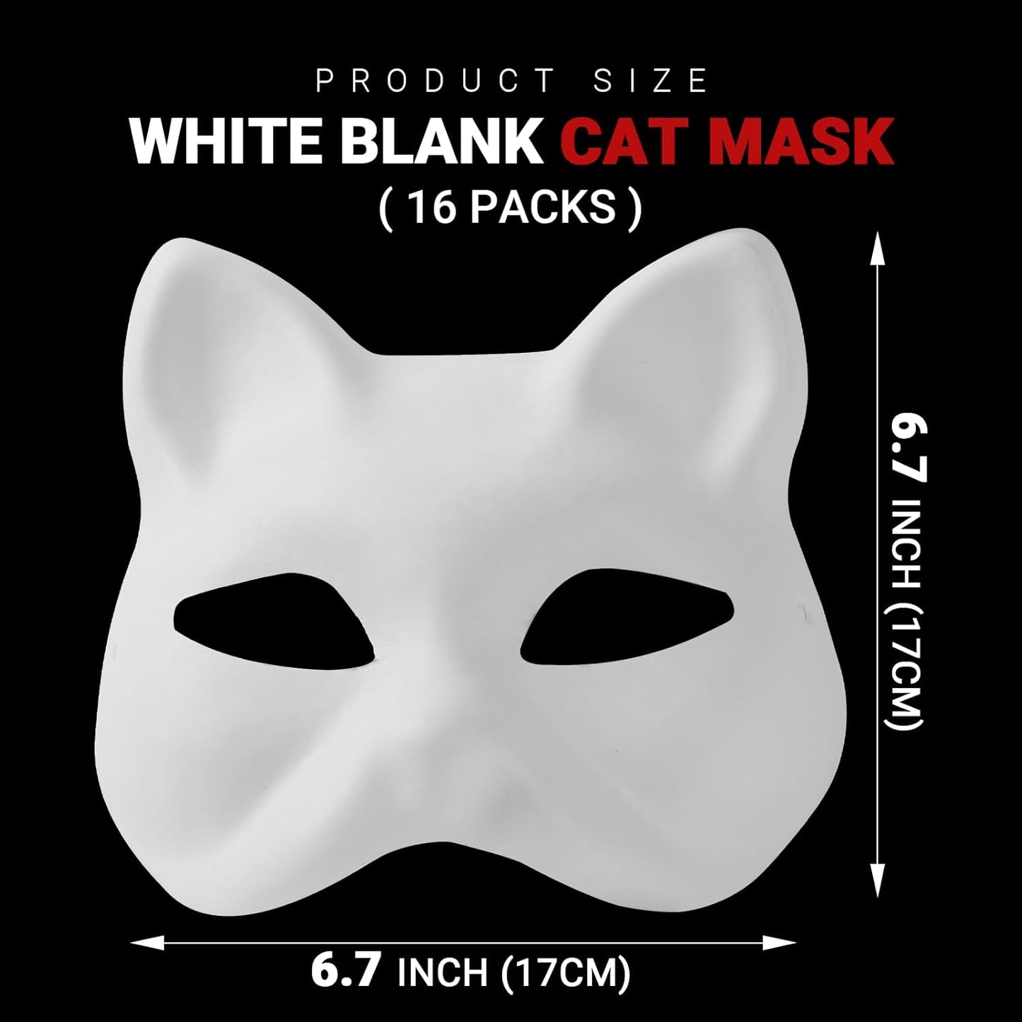 16 Pack Blank Cat Masks & 5 Pack Faux Fur Strips Set – DIY Paper Mache Animal Masks for Cosplay, Halloween & Craft Projects