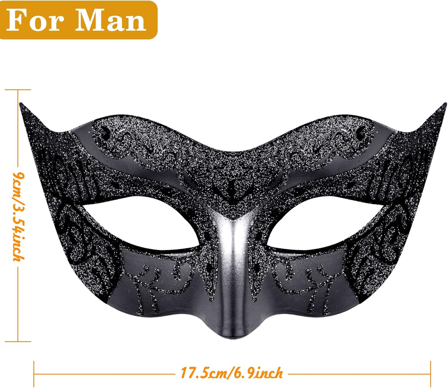 Couples Venetian Masquerade Masks Set – Black Sequin & Feather Costume Masks