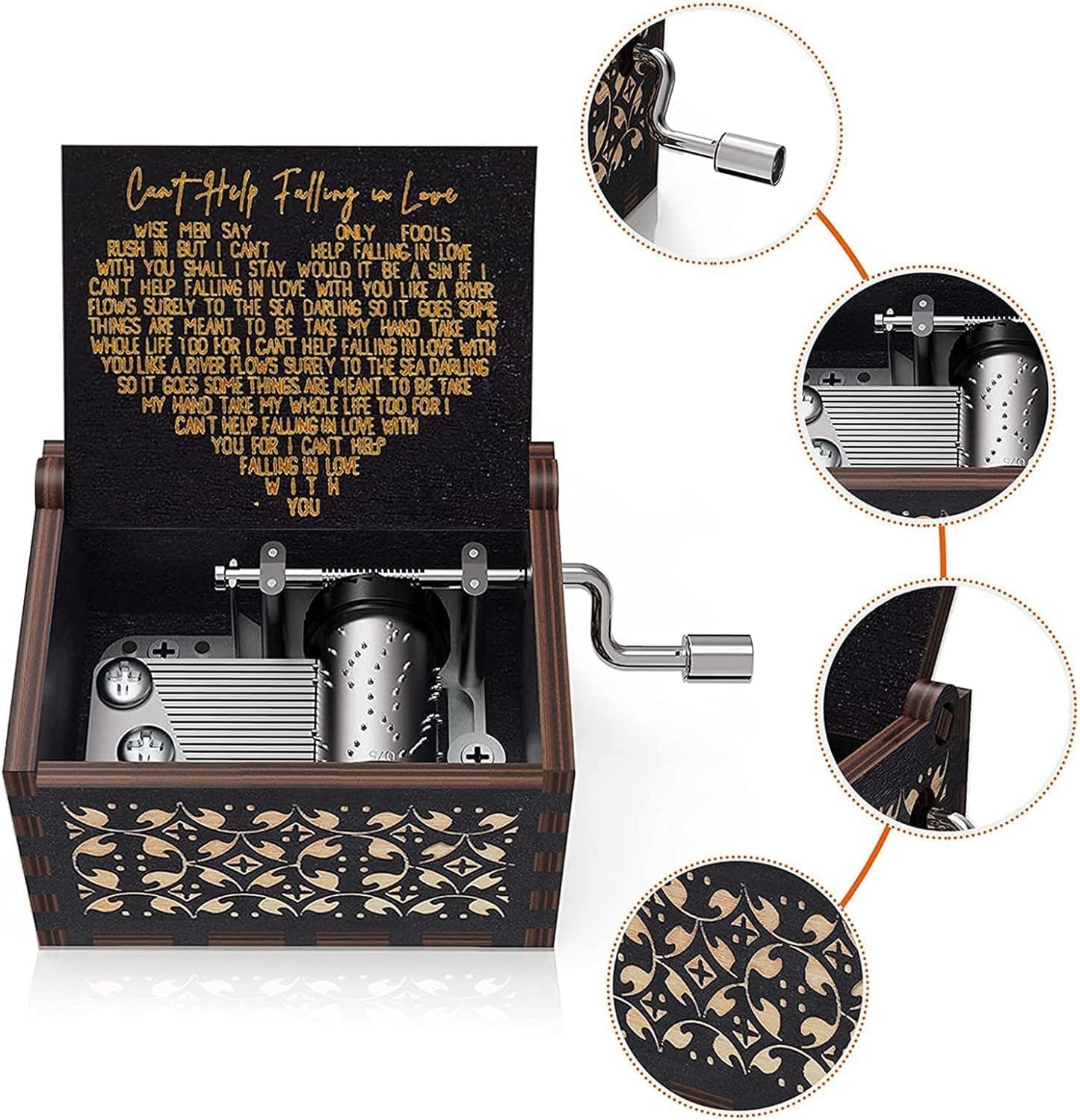 “Can’t Help Falling in Love” Wooden Music Box – Romantic Anniversary Keepsake Gift for Couples