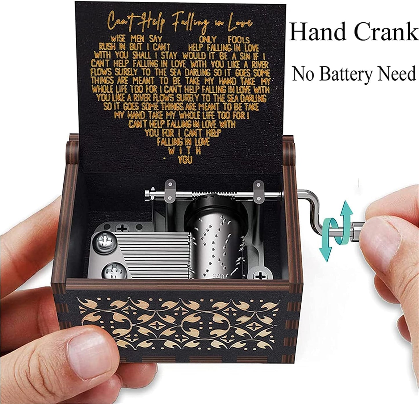 “Can’t Help Falling in Love” Wooden Music Box – Romantic Anniversary Keepsake Gift for Couples