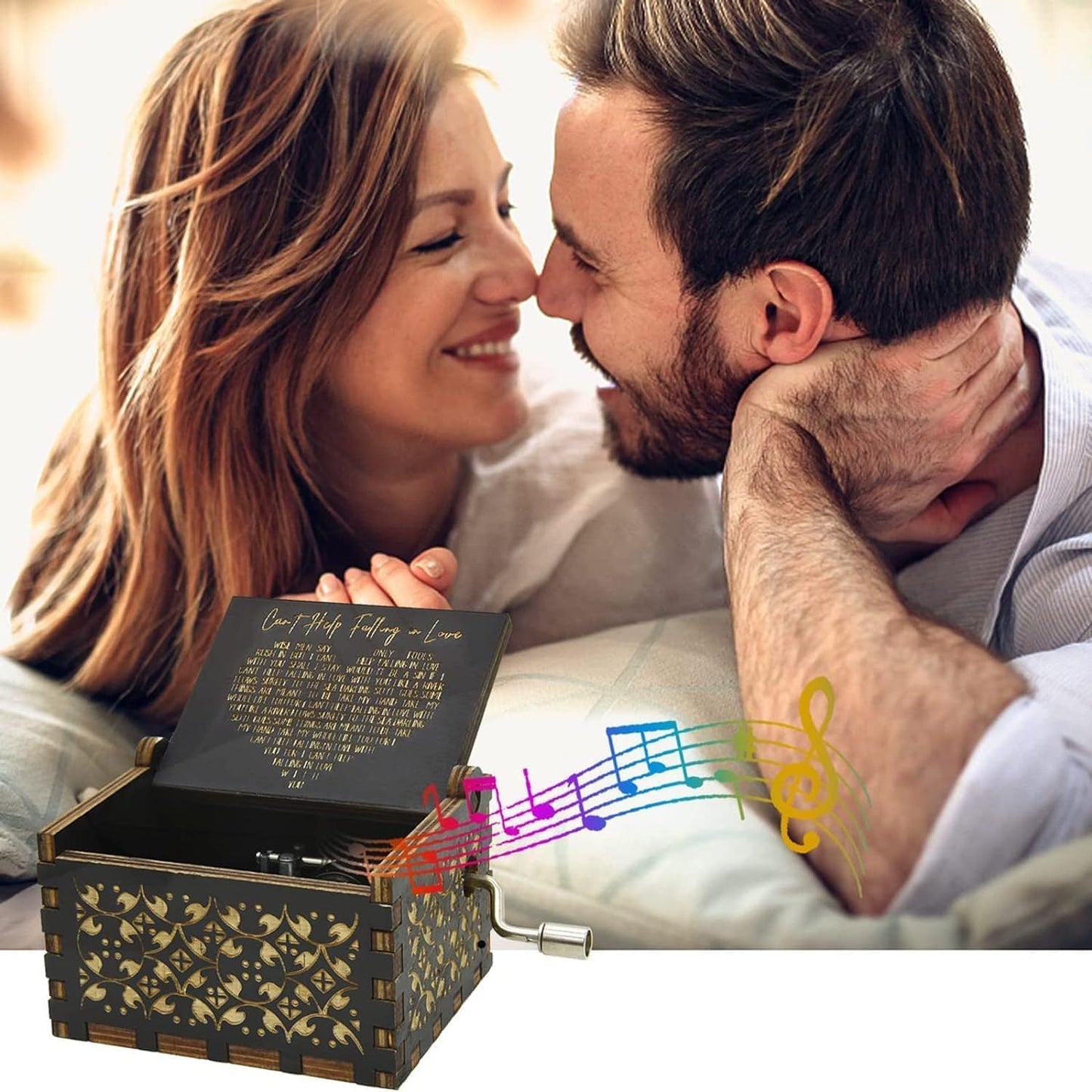 “Can’t Help Falling in Love” Wooden Music Box – Romantic Anniversary Keepsake Gift for Couples