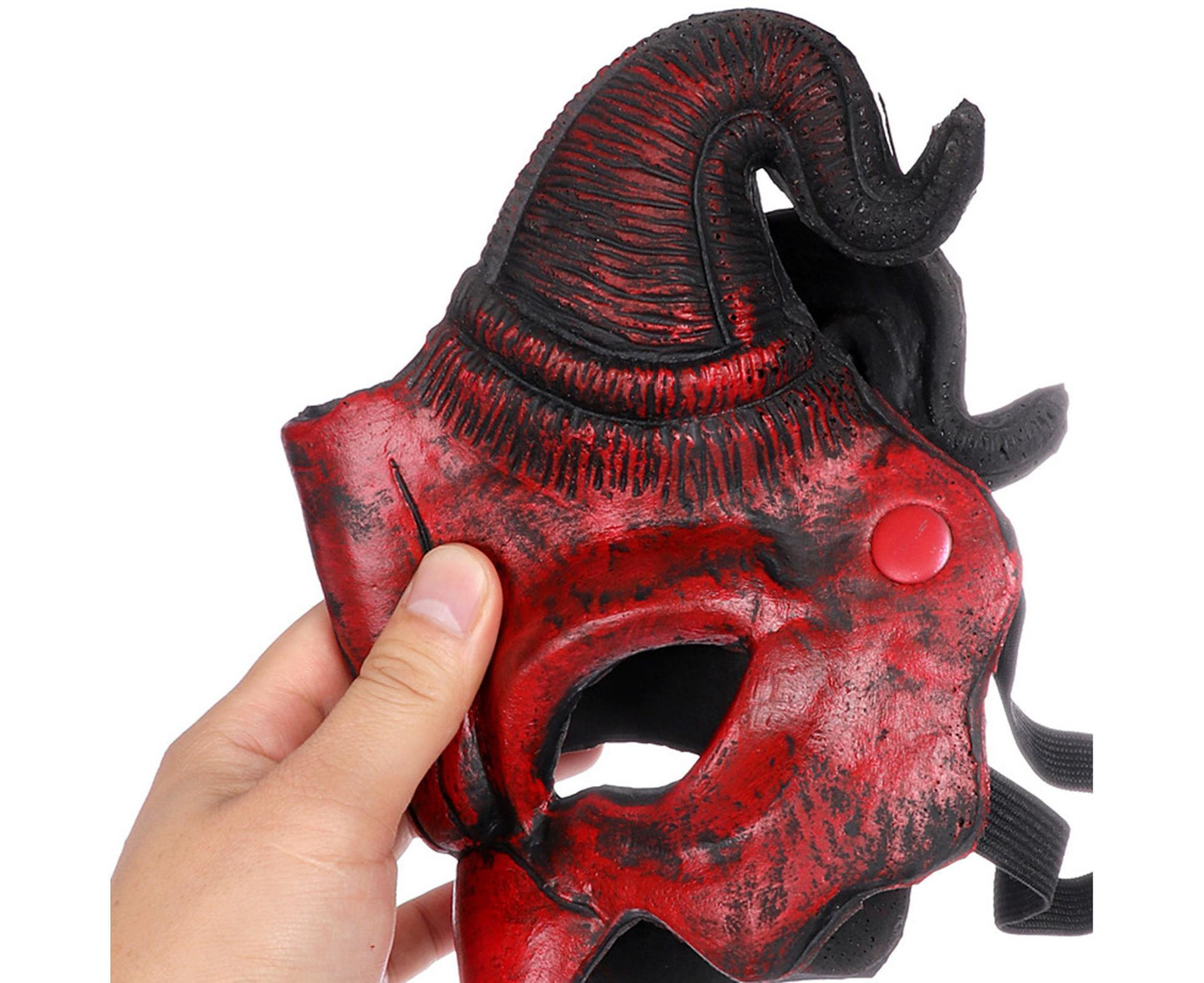 Devil Horn Mask Half Face – Red Ram Horn Halloween Masquerade Costume Mask