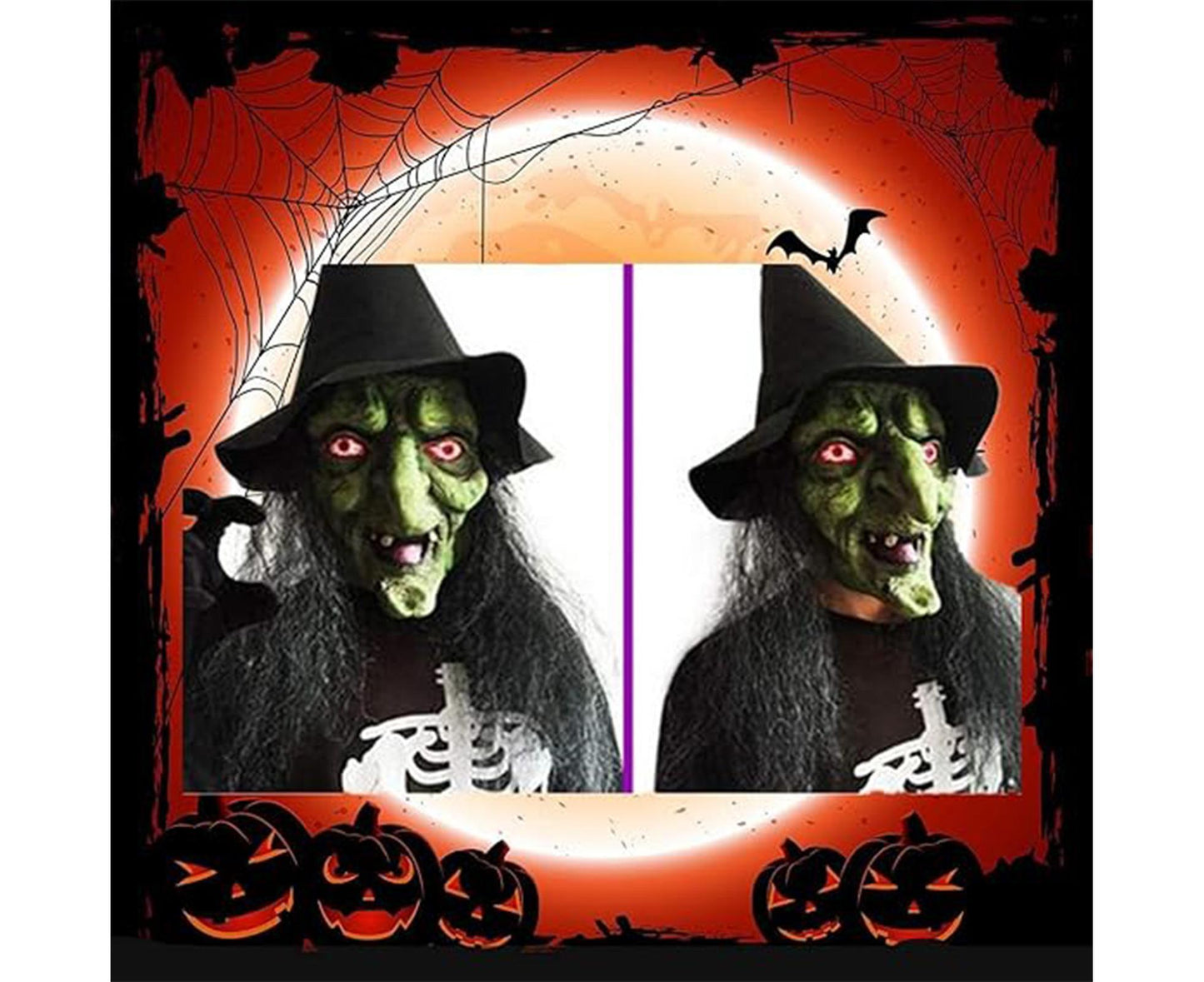 Halloween Witch Mask Full Head Latex – Realistic Scary Green Witch Cosplay Headgear