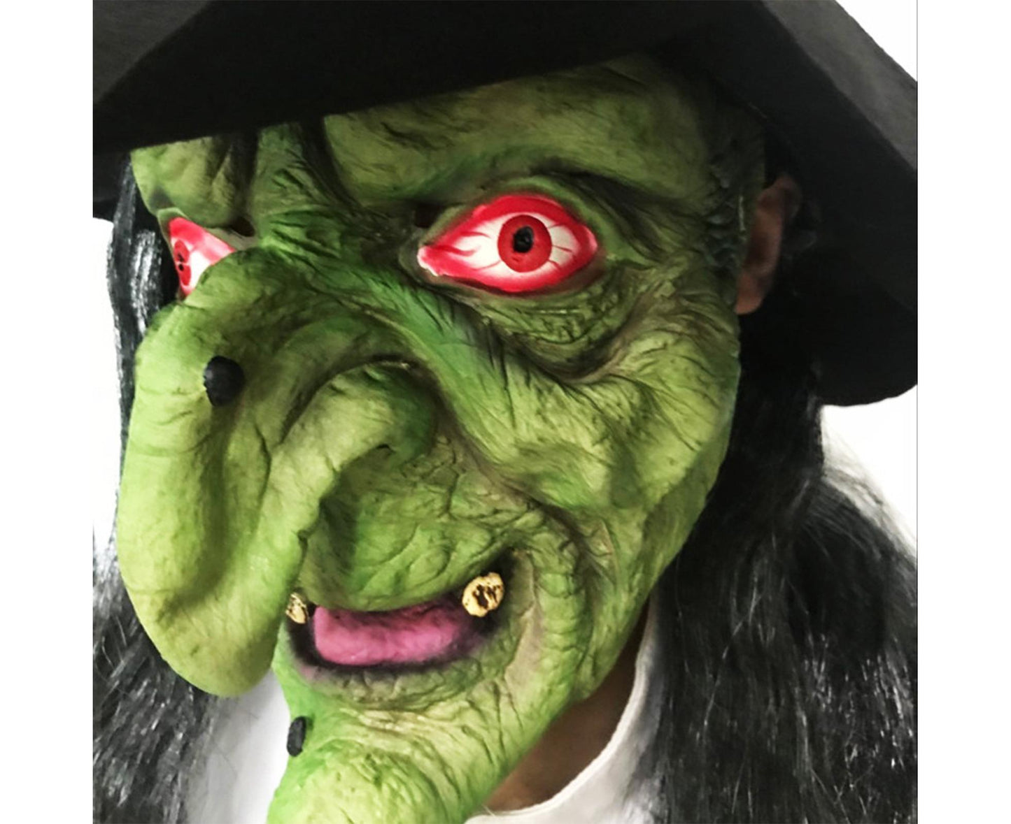 Halloween Witch Mask Full Head Latex – Realistic Scary Green Witch Cosplay Headgear