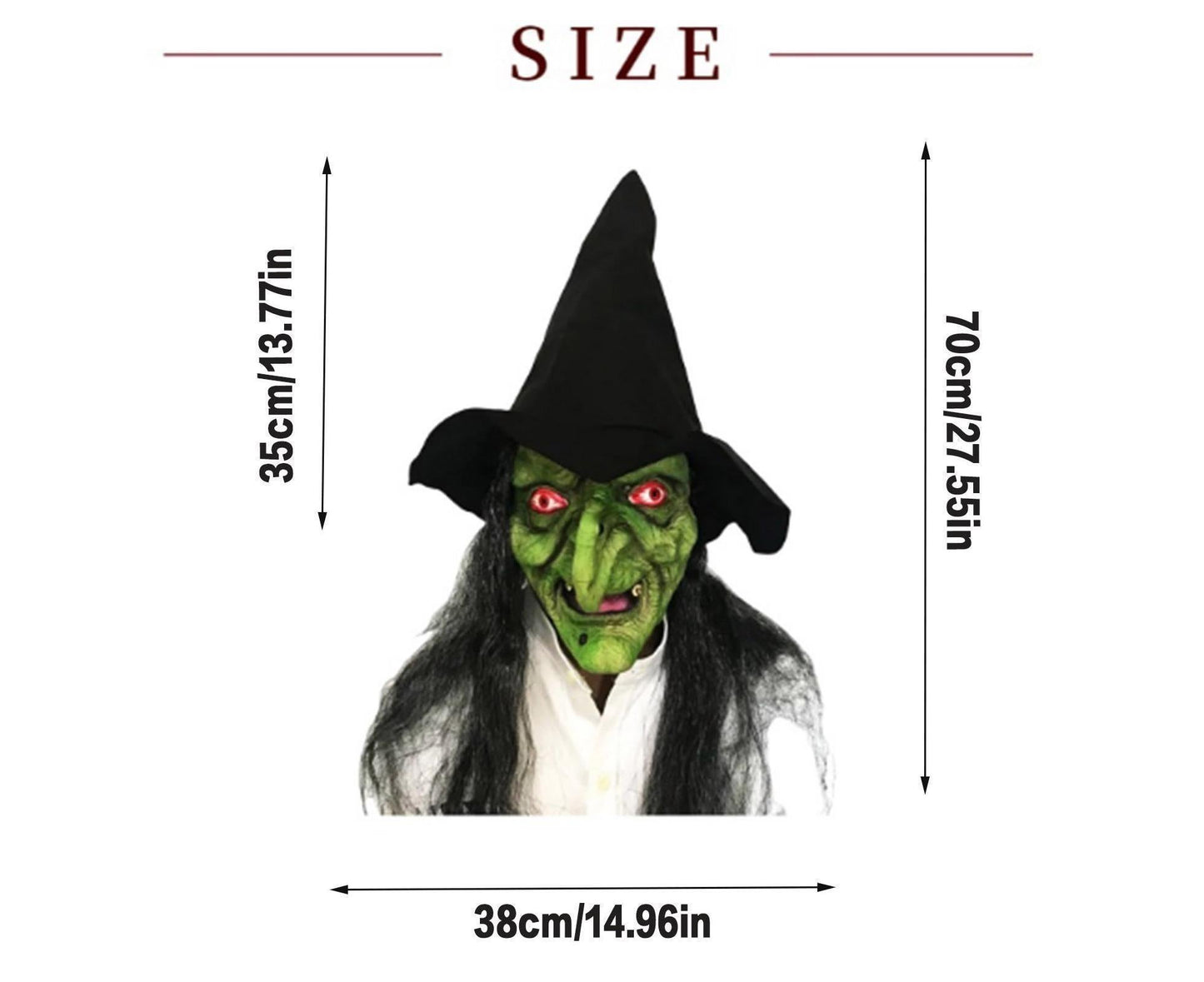 Halloween Witch Mask Full Head Latex – Realistic Scary Green Witch Cosplay Headgear