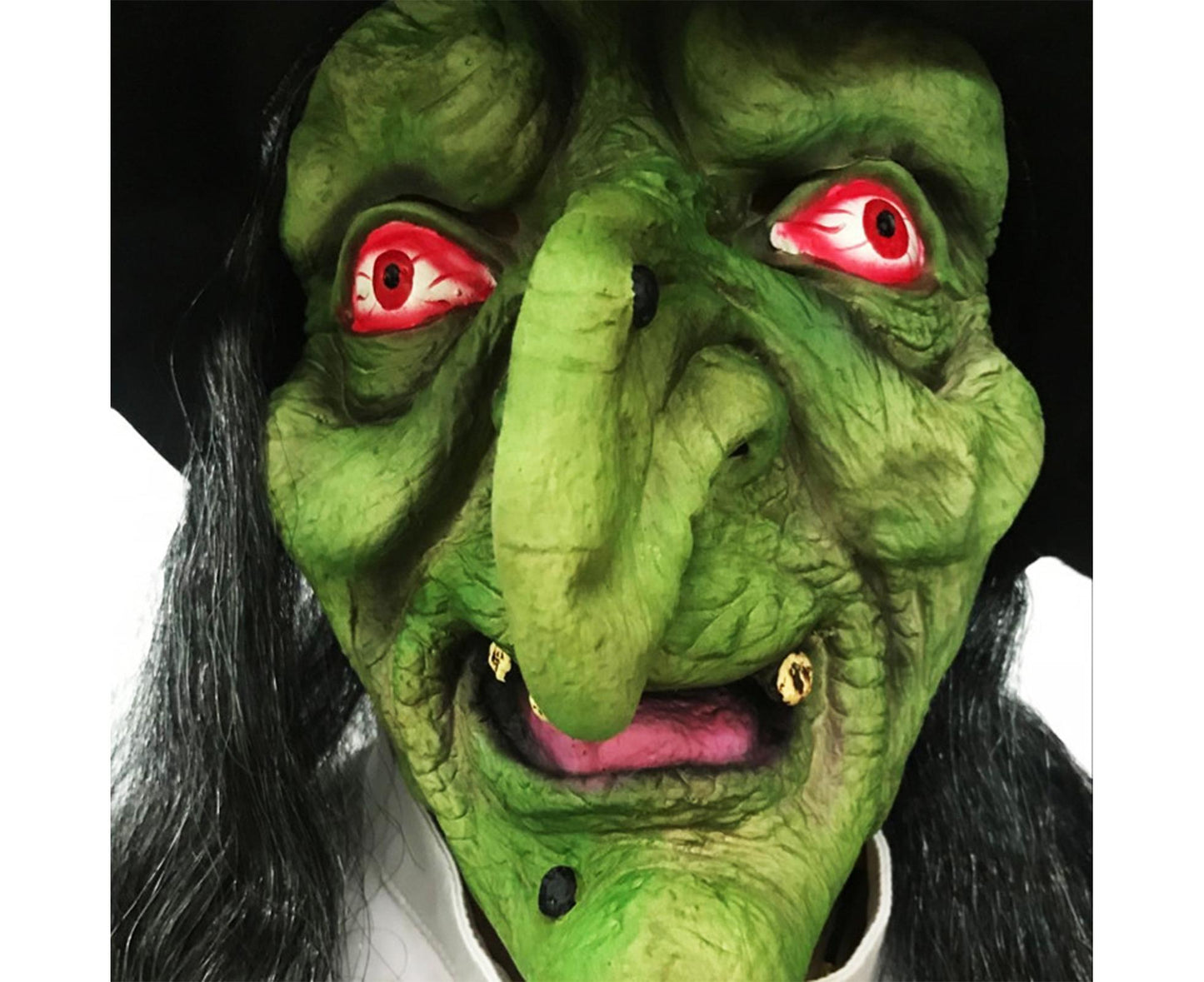 Halloween Witch Mask Full Head Latex – Realistic Scary Green Witch Cosplay Headgear
