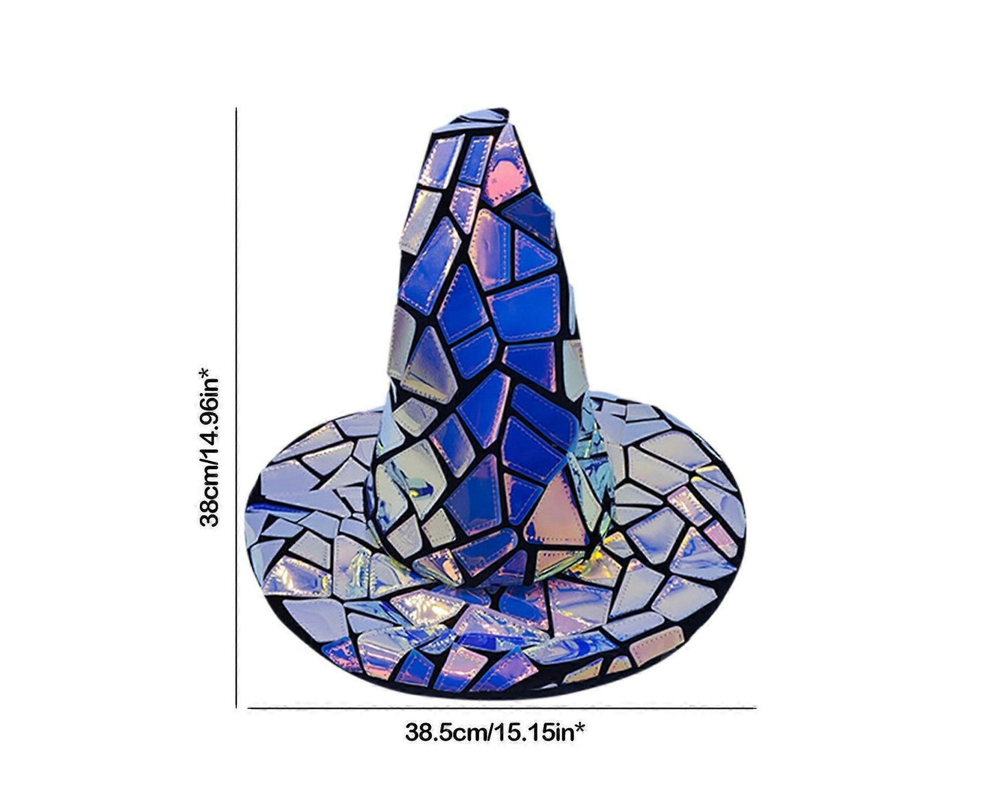 Holographic Witch Hat – Cyberpunk Wizard Hat for Cosplay, Halloween & Fantasy Costume Dress-Up