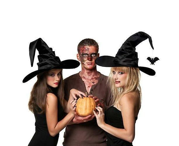 Black Ruched Witch Hat – Large Satin Halloween Wizard Hat for Cosplay, Costume & Party Dress-Up