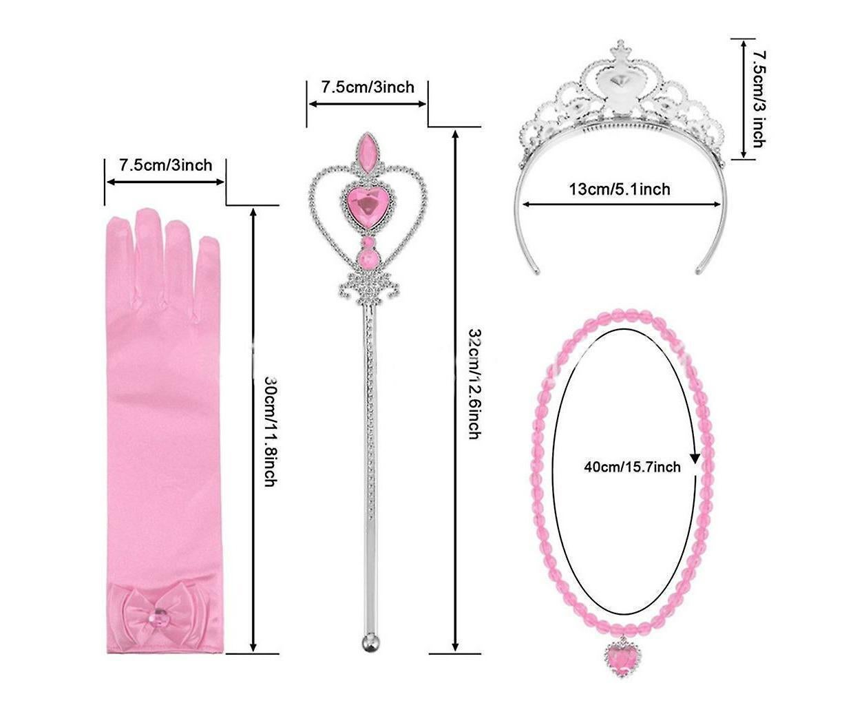 Princess Dress Up Accessories Set for Kids – Tiara, Wand, Braided Hair, Gloves & Jewellery Costume Kit