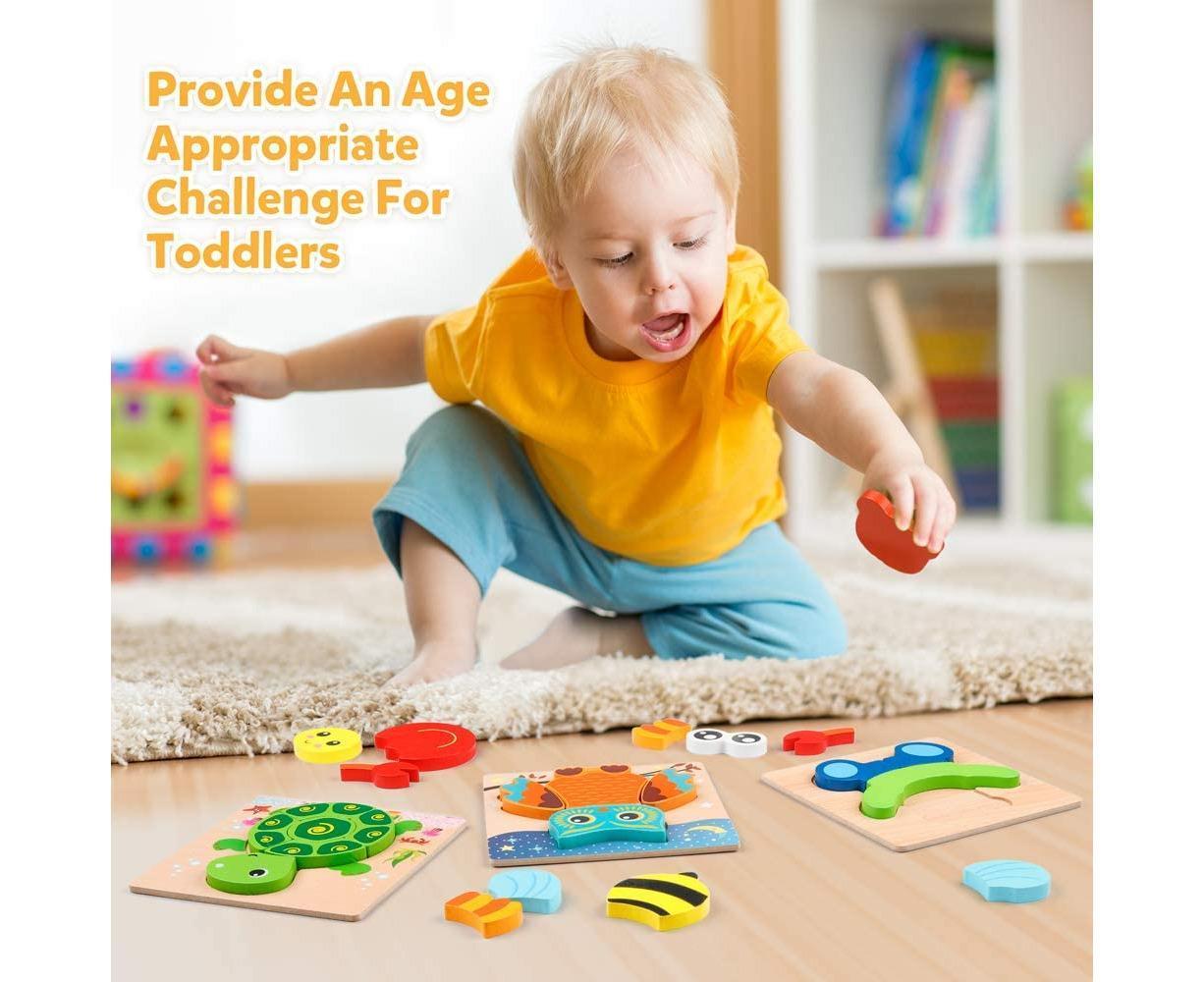 6-Pack Wooden Animal Puzzle Set for Toddlers – Montessori Jigsaw Boards, Fine Motor Skills & Early Learning Toy