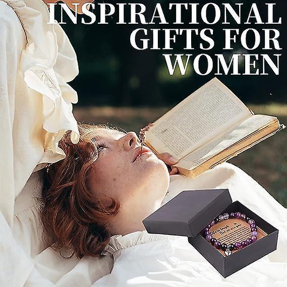 Inspirational Natural Stone Bracelet Gift – “Life Is Tough But So Are You” Crystal Bead Bracelet with Heart Charm for Get Well, Support & Meaningful Gifting