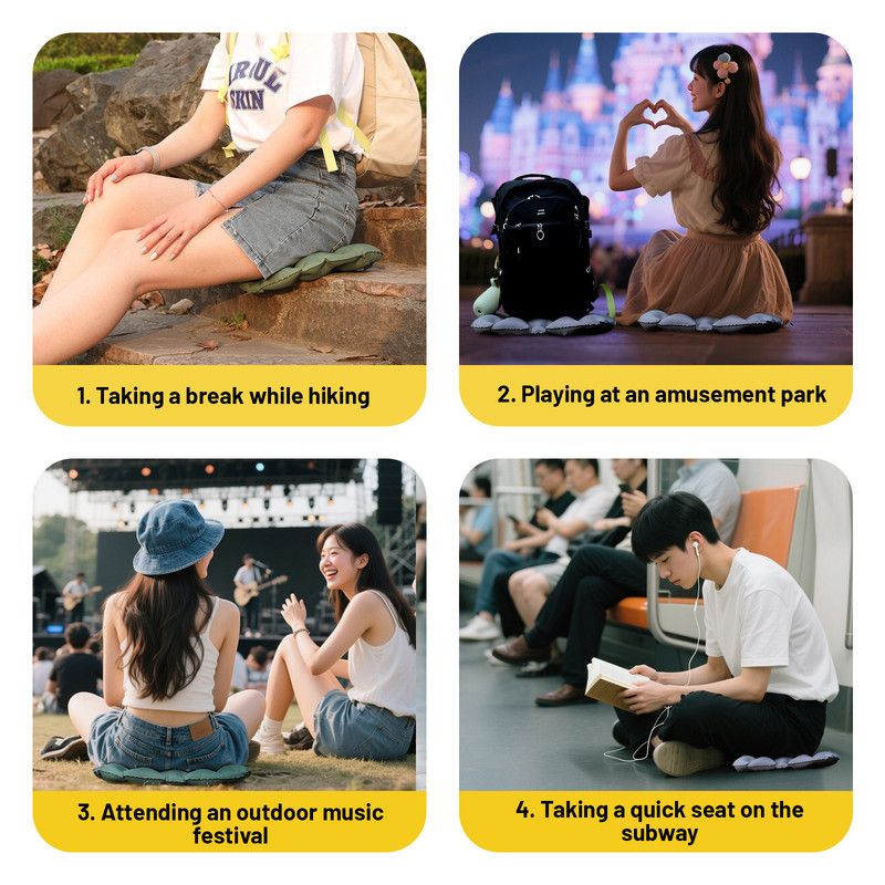 Portable Inflatable Seat Cushion with Built-In Pump & Storage Case – Compact Waterproof Outdoor Cushion (Grey)