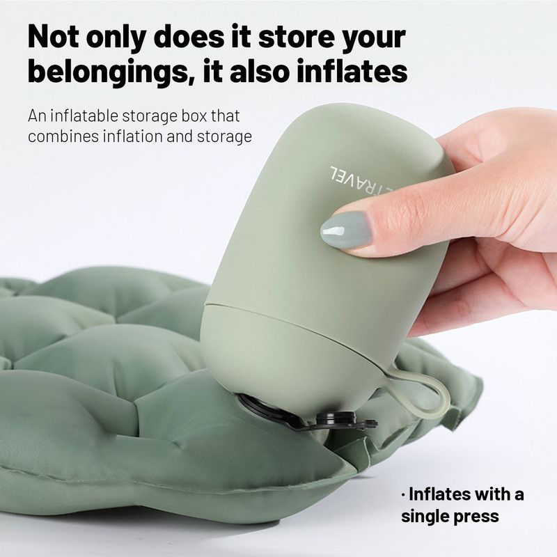 Portable Inflatable Seat Cushion with Built-In Pump & Storage Case – Compact Waterproof Outdoor Cushion (Olive Green)