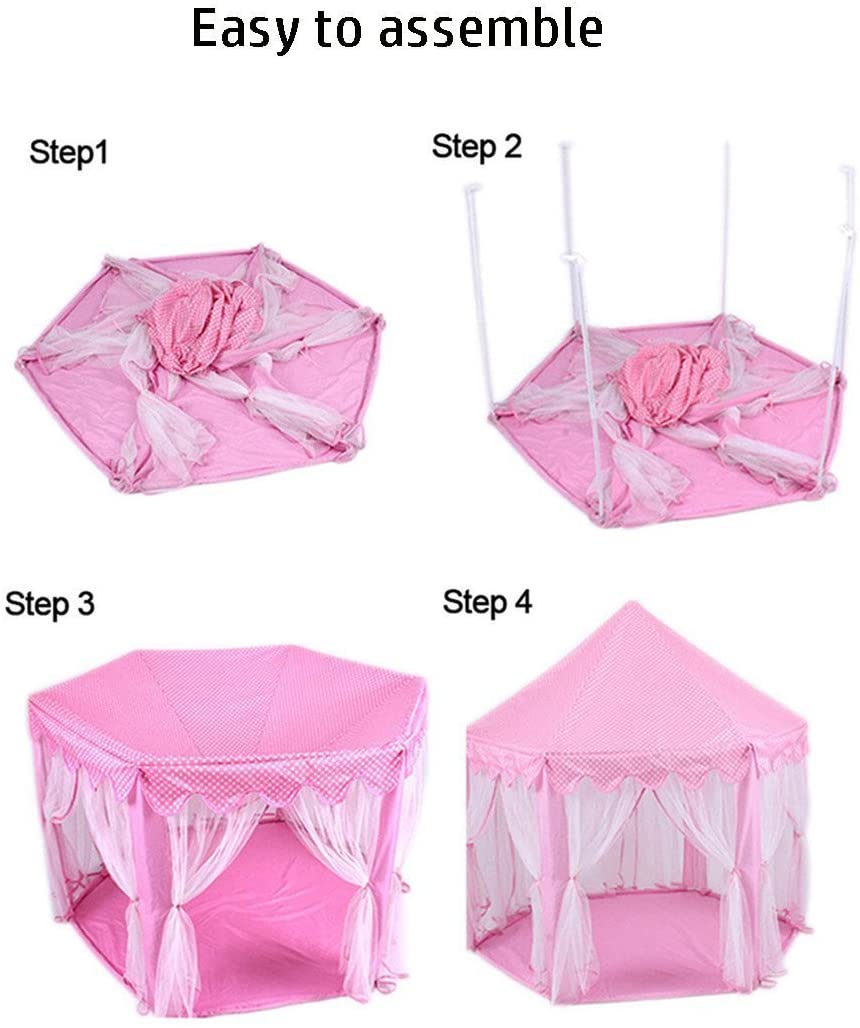 Princess Castle Play Tent for Kids – Indoor Fairy Playhouse with Mat & Carry Bag (Pink)