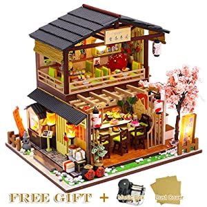 Miniature Dollhouse with Furniture Kit plus Dust Proof and Music Movement - Sushi Restaurant