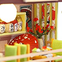 Miniature Dollhouse with Furniture Kit plus Dust Proof and Music Movement - Sushi Restaurant